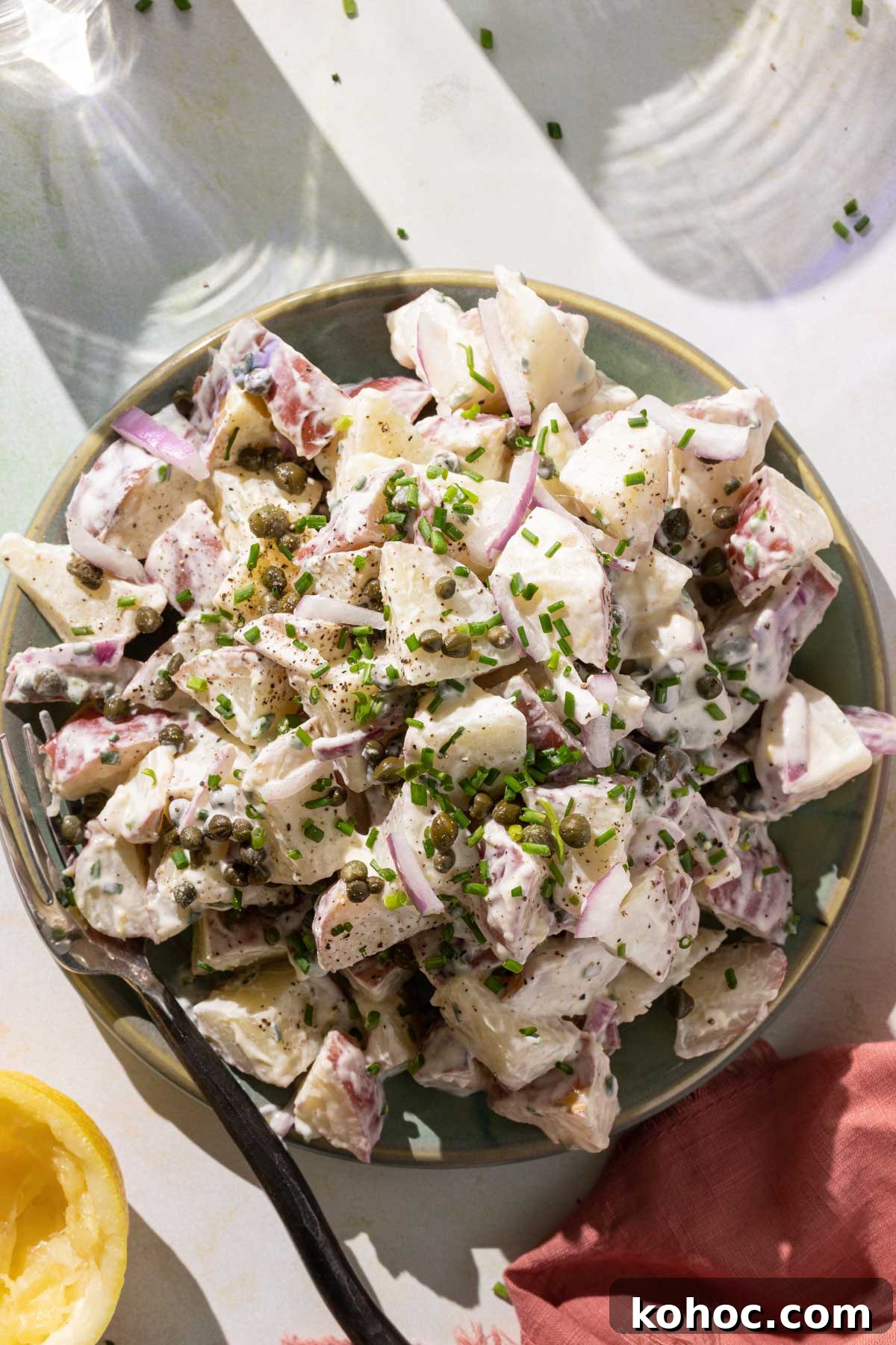 22 Memorial Day Recipes for the Ultimate Backyard BBQ 14 Creme fraiche potato salad on a counter.