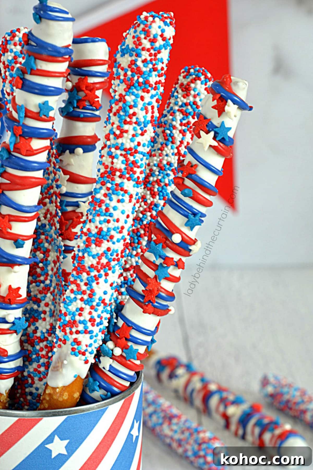 22 Memorial Day Recipes for the Ultimate Backyard BBQ 20 Festive pretzel sticks covered in icing.