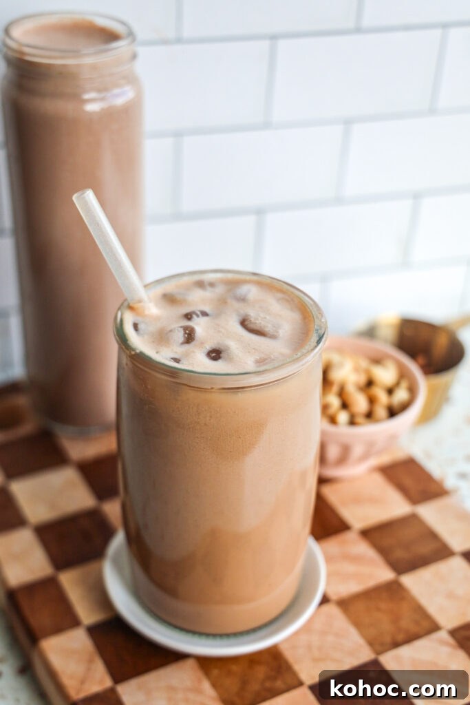 Ultra-Creamy Chocolate Cashew Milk Recipe 3 Healthy paleo, vegan mocha with homemade chocolate cashew milk.