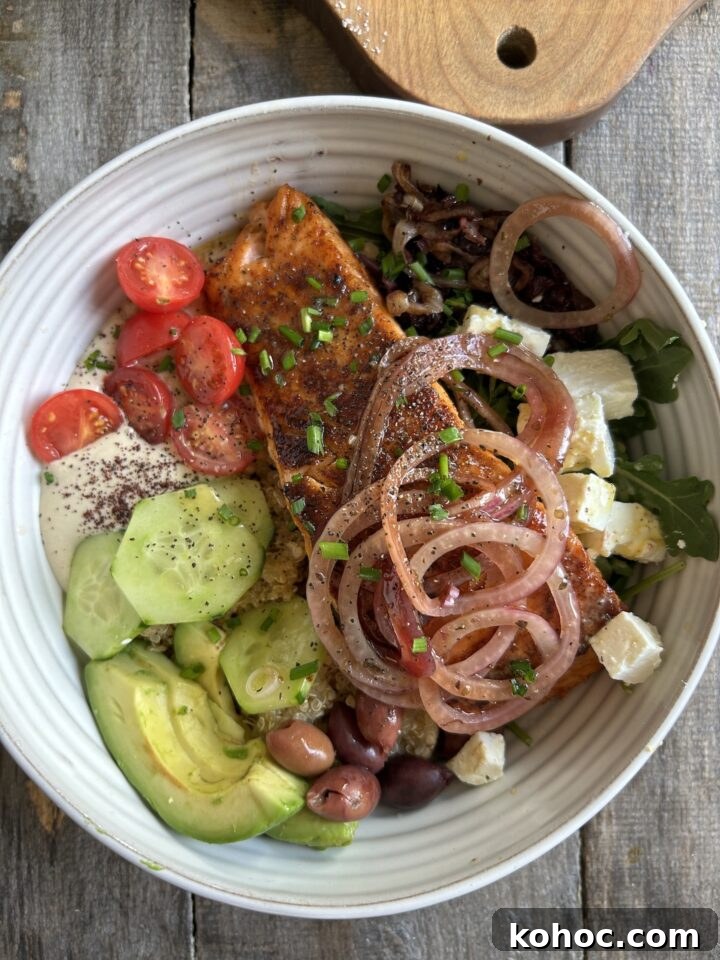 Mediterranean salmon bowl