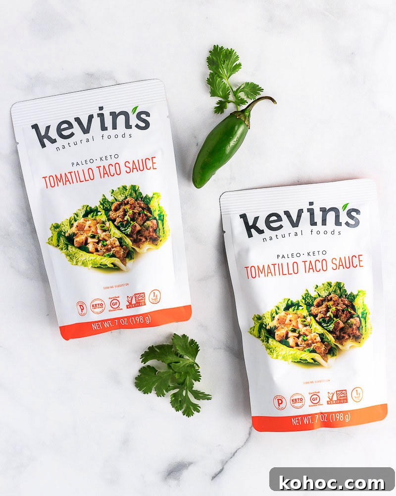 2 Kevin's Tomatillo Taco sauce packets