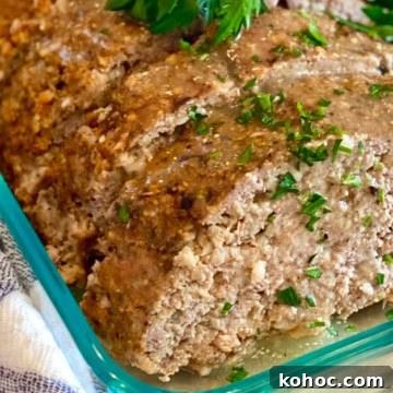 a slice of turkey meatloaf with mushrooms