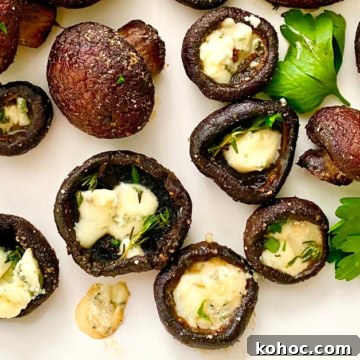 baked mushrooms filled with blue cheese