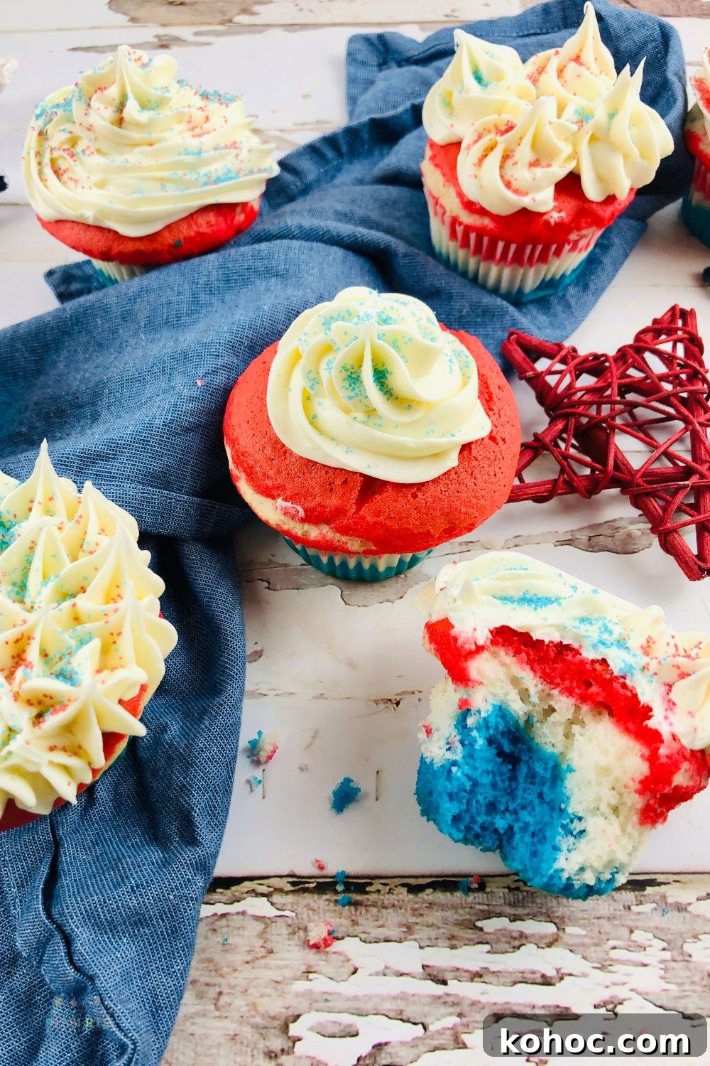 Red white blue cupcakes