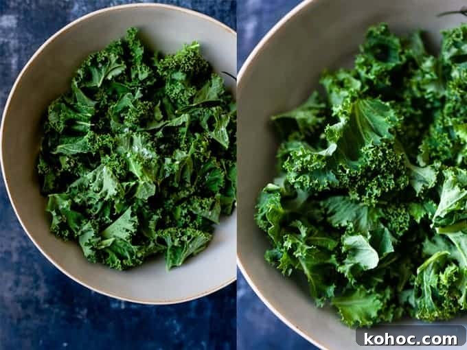 massaging kale for kale salad.