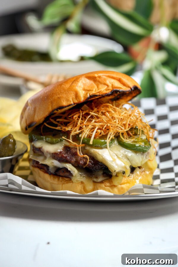 Cheesy Jalapeño Smash burger
