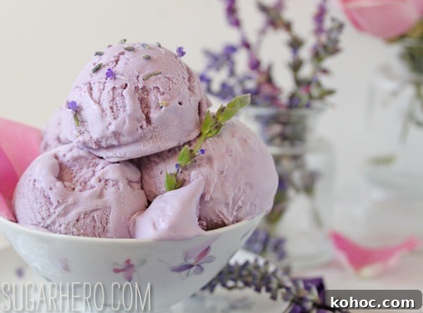 Lavender Rose Ice Cream | SugarHero.com Lavender Rose Ice Cream | SugarHero.com