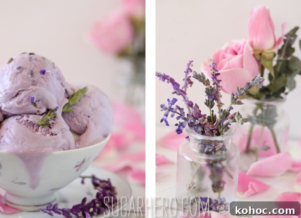 Lavender Rose Ice Cream | SugarHero.com Lavender Rose Ice Cream | SugarHero.com