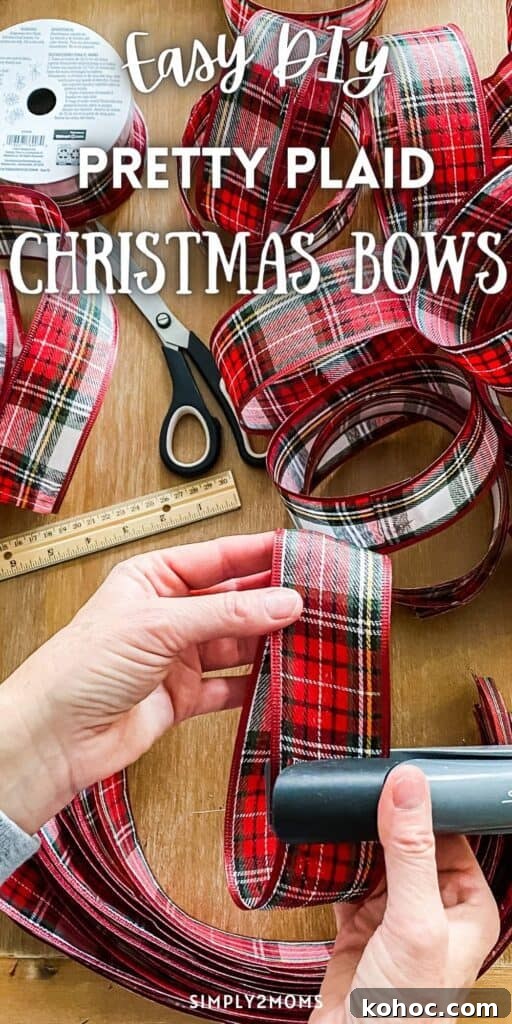 Create Fluffy Christmas Bows in 5 Simple Steps 21 Pinterest graphic Easy DIY pretty Plaid Christmas bows