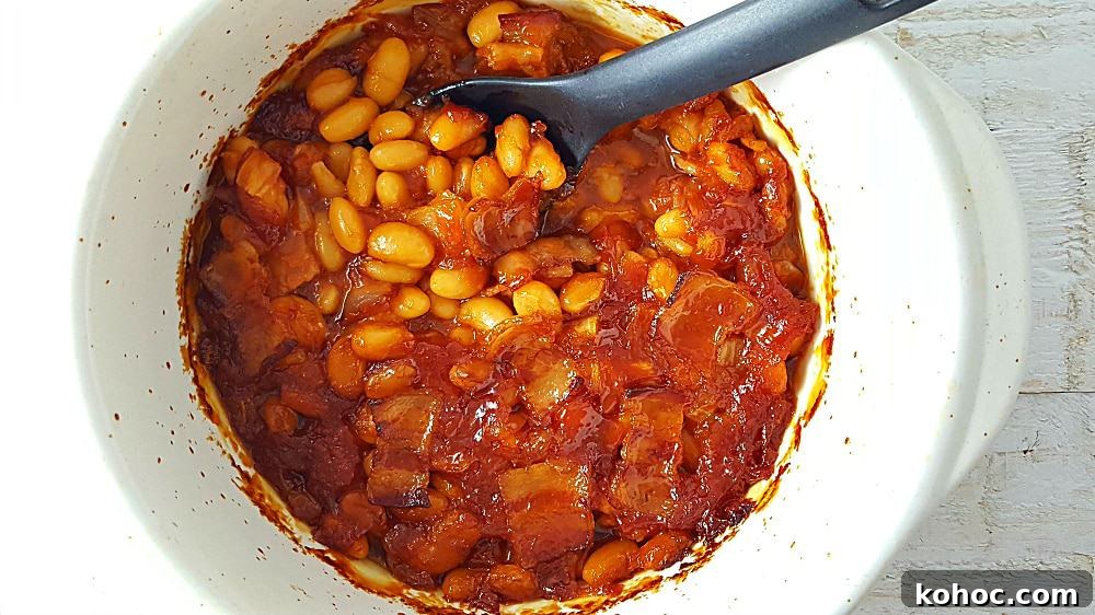 Classic Homestyle Baked Beans Recipe for Comforting Sides 6 Homestyle Baked Beans in a casserole dish.
