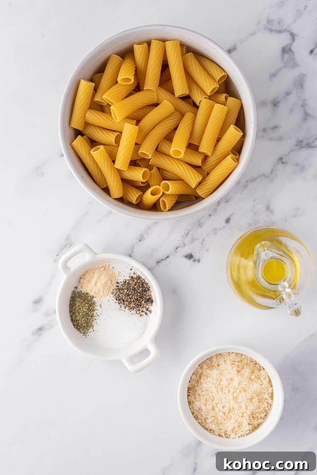 Crispy Air Fryer Pasta Chips Recipe—Quick Snack Idea 3 Ingredients needed for air fryer pasta chips.