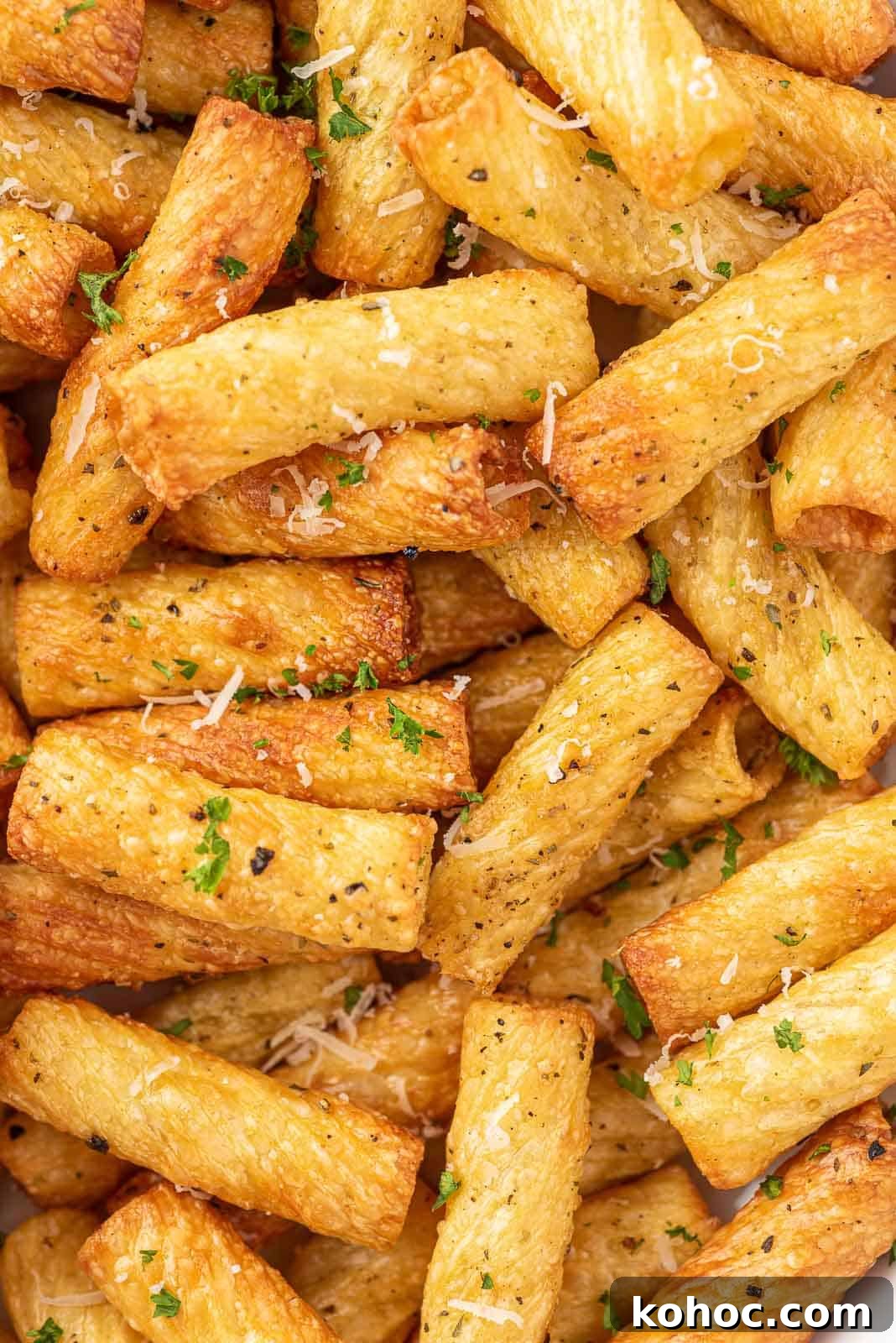 Crispy Air Fryer Pasta Chips Recipe—Quick Snack Idea 7 Closeup of ried pasta chips.