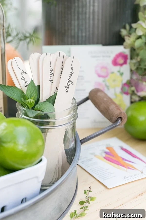 Garden Cocktail Party: Mix & Match Refreshment Bar Ideas 14 Wooden garden markers for cocktails.