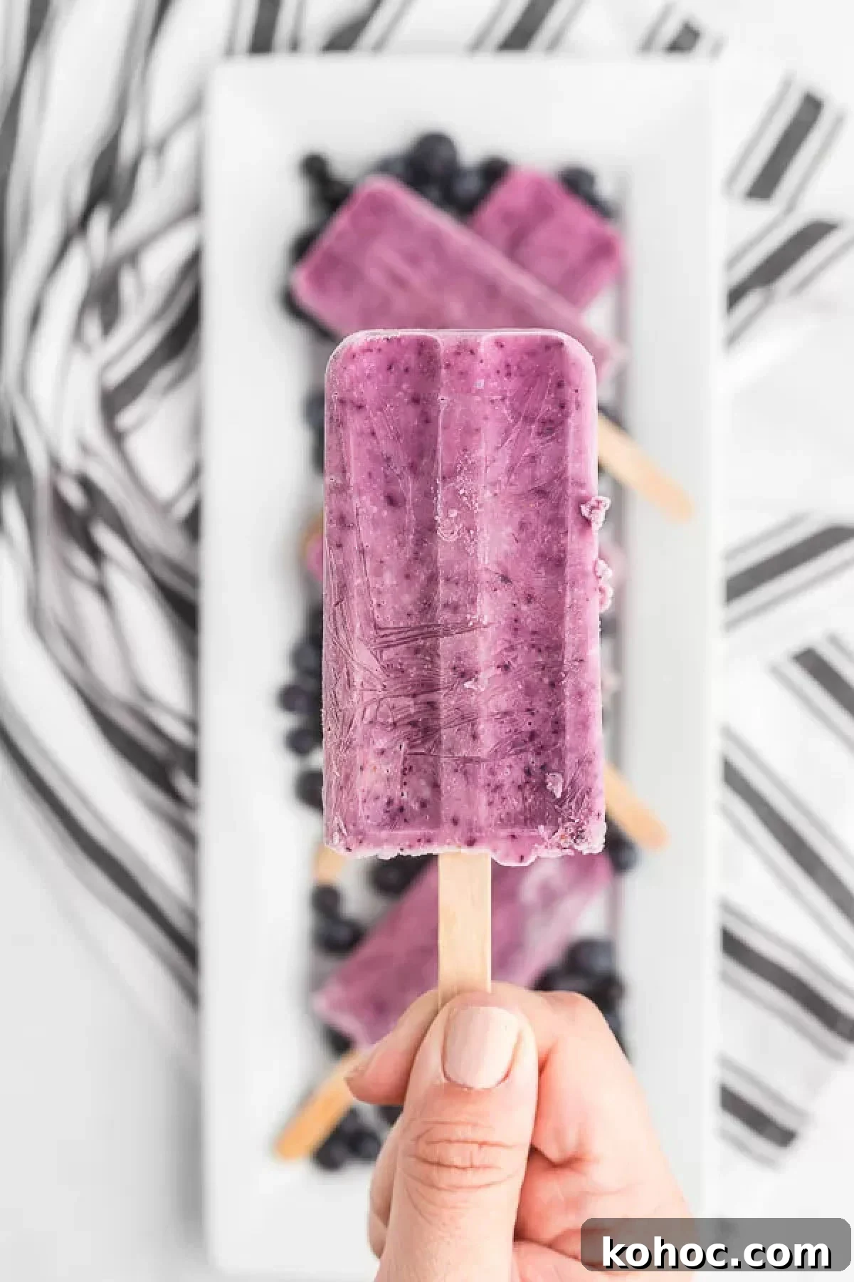 Creamy Blueberry Yogurt Popsicles Recipe for Summer 7 Close up photo of blueberry yogurt popsicles