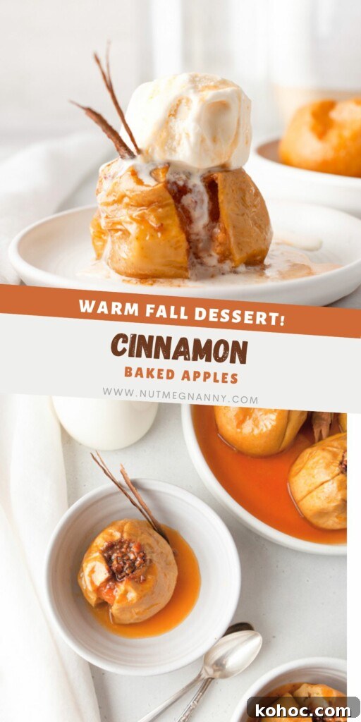 Cinnamon Baked Apples pin for Pinterest. 