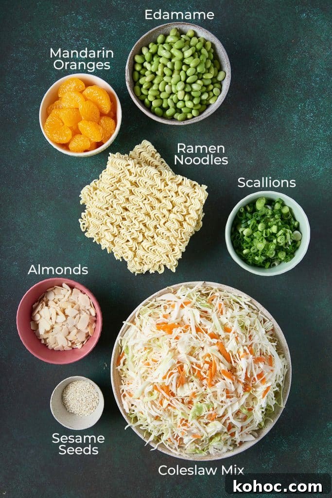 Crunchy Ramen Noodle Salad with Cabbage & Almonds 4 Ingredients to make Asian style Ramen Noodle Salad