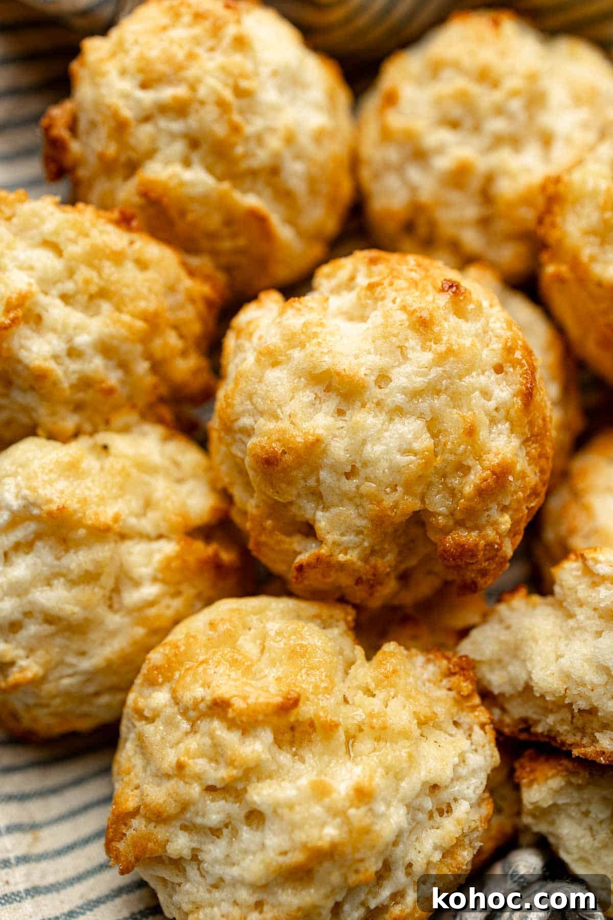 Tender Fluffy Gluten-Free Drop Biscuits Recipe for Perfect Results 5 Golden brown gluten free drop biscuits overhead.