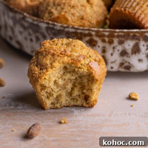 Pistachio Muffin with No Pudding Mix with bite taken out