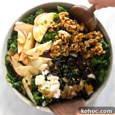 Kale salad with apples and walnuts.