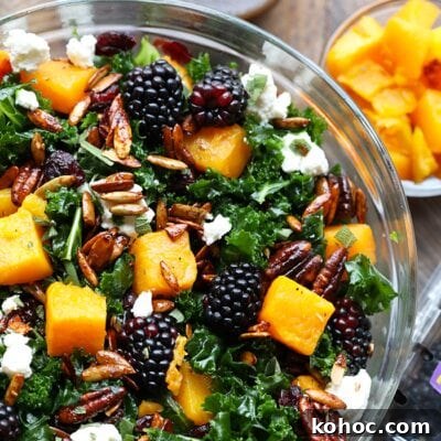 Butternut squash salad with blackberries.
