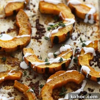 Roasted delicata squash with creme fraiche.