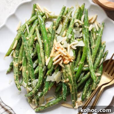 Green beans with shaved almonds.
