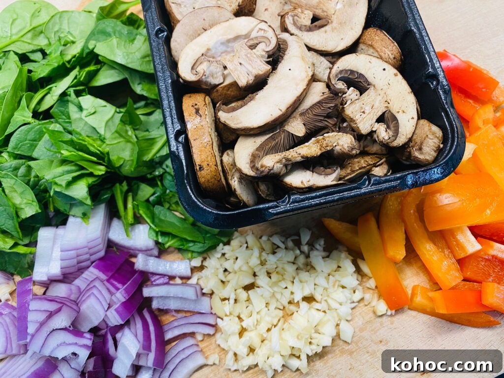 preparing the vegetables on a cutting board