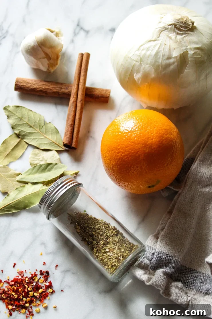 Ingredients for carnitas.