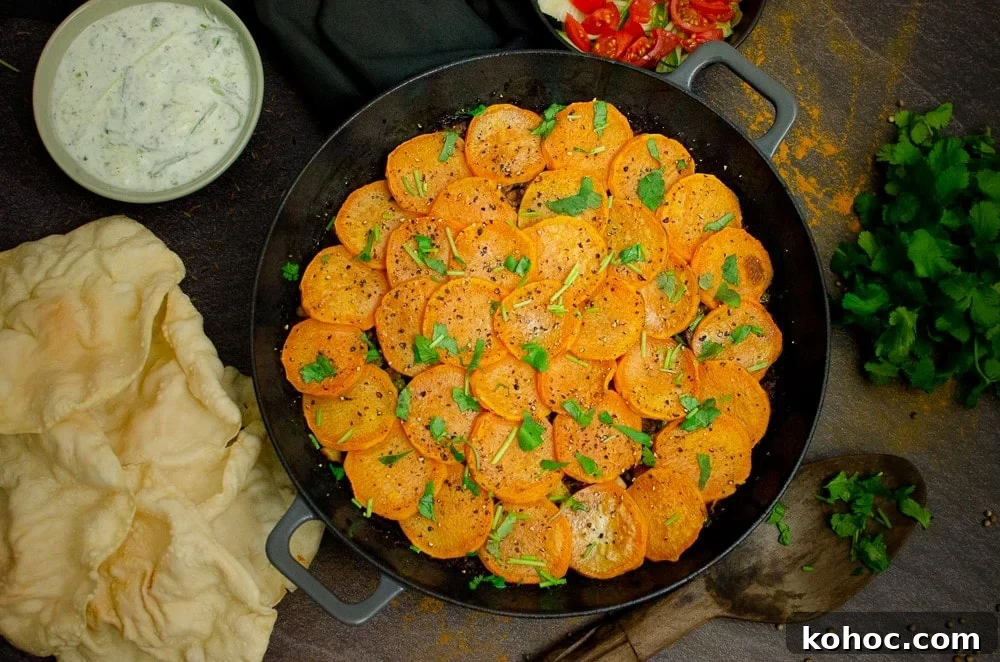 Curried Beef Mince Hotpot Recipe for Comforting Family Dinners 2 Curried Mince Hotpot in a cast iron dish ready to serve with poppadoms and Raita