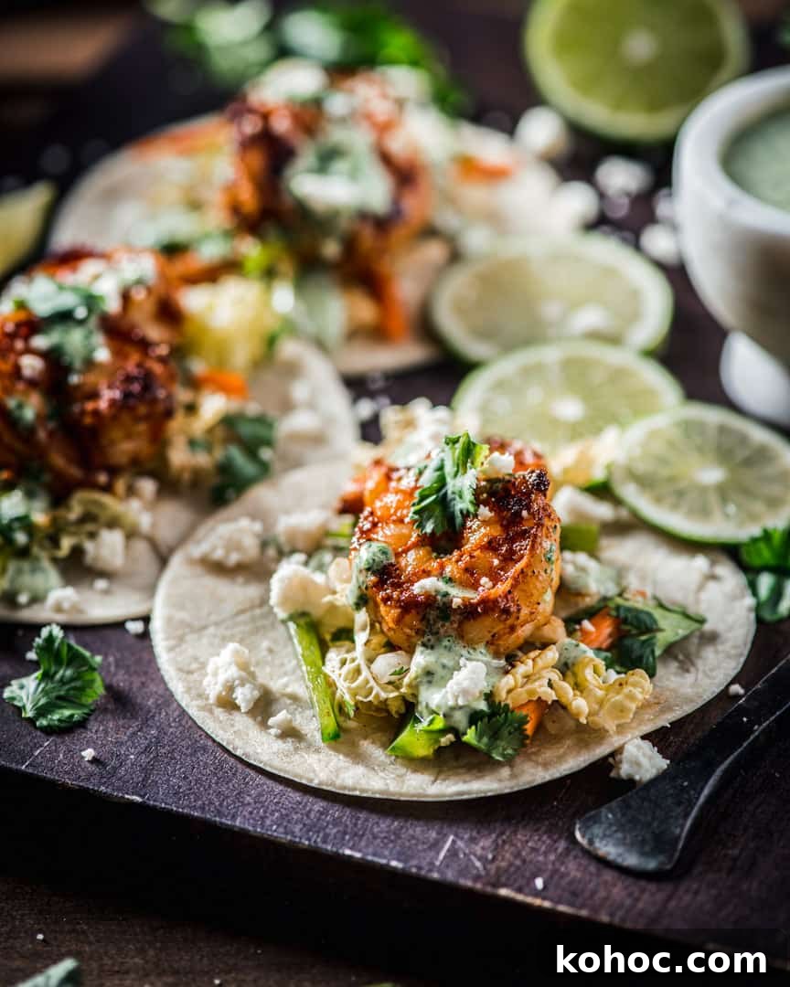 Blackened Garlic Shrimp Tacos