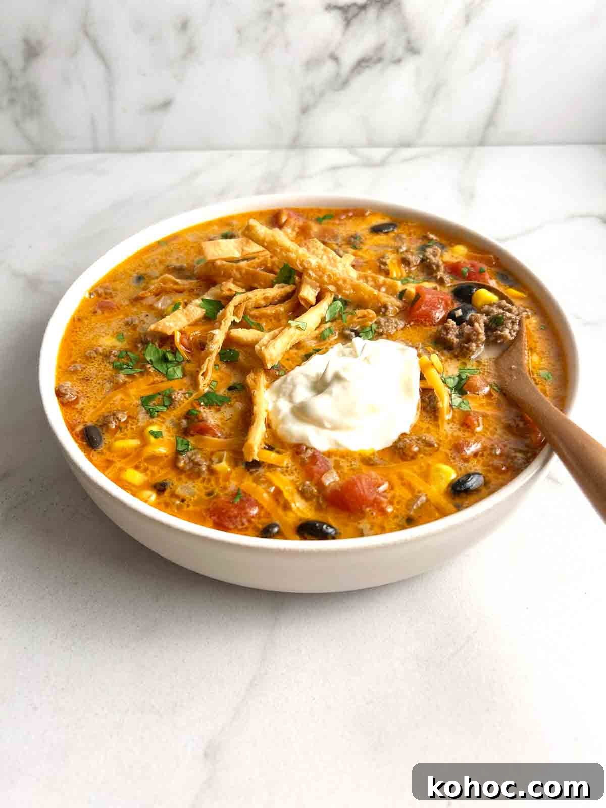 Creamy Chicken Taco Soup Recipe for Cozy Weeknight Meals 8 bowl of taco soup.