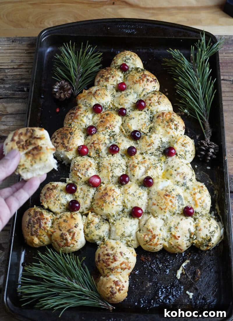 Cheesy Christmas Tree Bread with Garlic Butter Twist 2 Cheesy Christmas Tree Bread