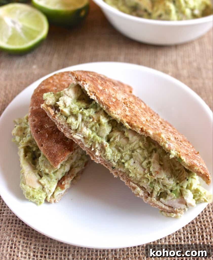 Avocado Greek Yogurt Chicken Salad- so delicious and made with NO mayo! | www.healthy-liv.com