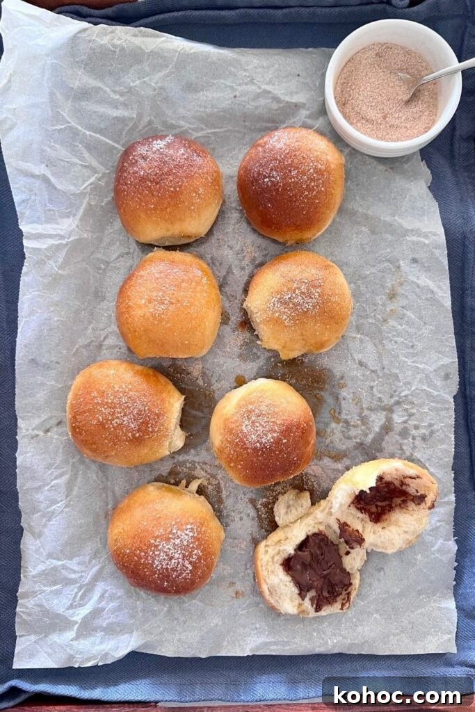 15+ Decadent Chocolate Sourdough Recipes to Try 21 8 sourdough baked brioche donut balled filled with chocolate.