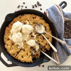 15+ Decadent Chocolate Sourdough Recipes to Try 28 Sourdough Cookie Skillet with chocolate chips - Recipe Feature Image.