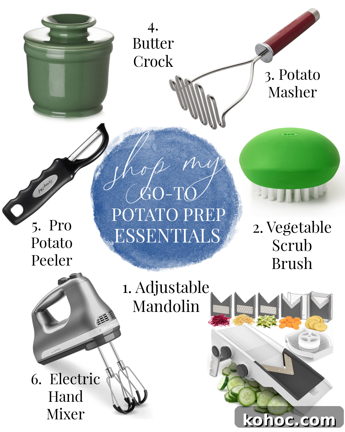Perfect Potato Sides for Every Meal 3 graphic of my must-have kitchen tools for prepping potatoes