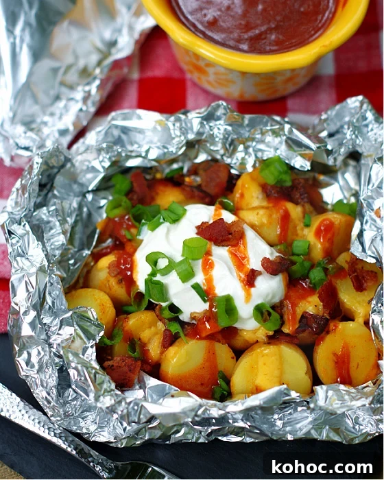 Cheesy BBQ Bacon Potato Foil Packets