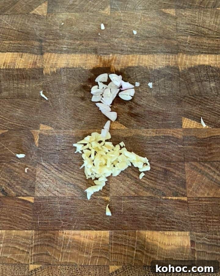 minced garlic and shallot