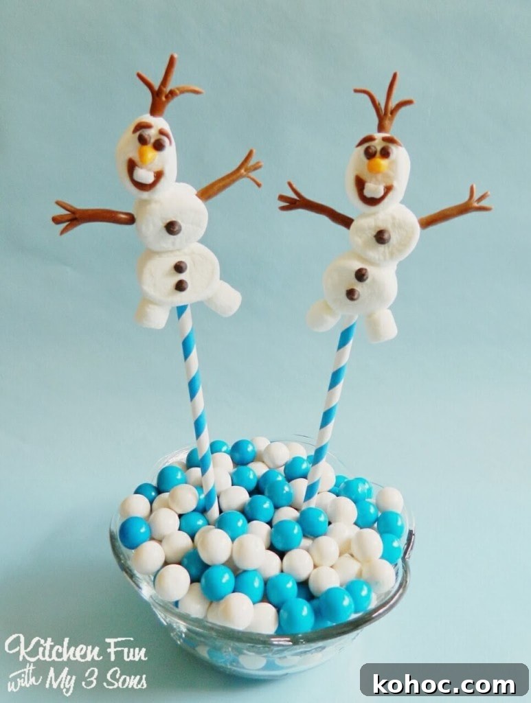 Easy Olaf Marshmallow Pops from the Disney movie Frozen! Olaf Pops