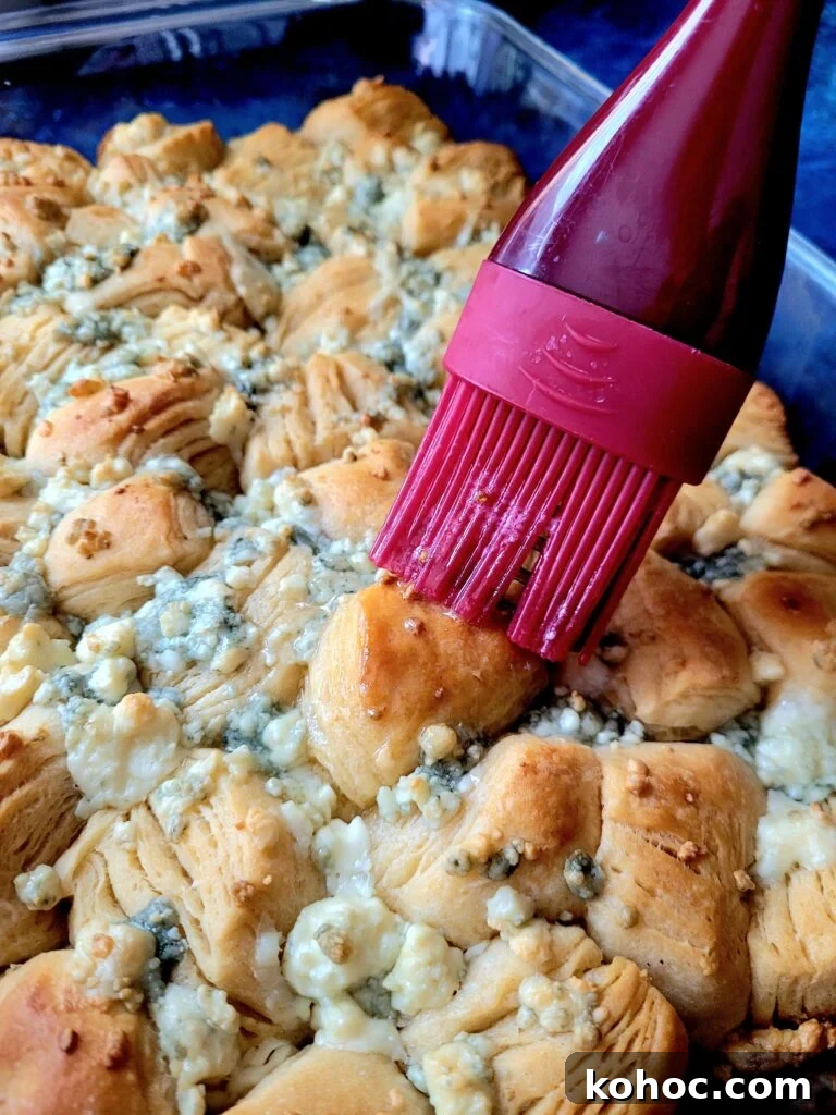 Savory Blue Cheese Biscuits Recipe for Crispy, Flaky Biscuits 8 blushing blue cheese appetizer with melted butter
