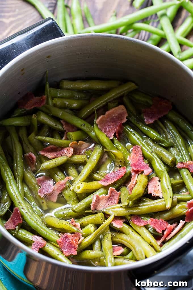 Southern-Style Skinny Green Beans with Garlic and Bacon 3 Skinny Southern Green Beans