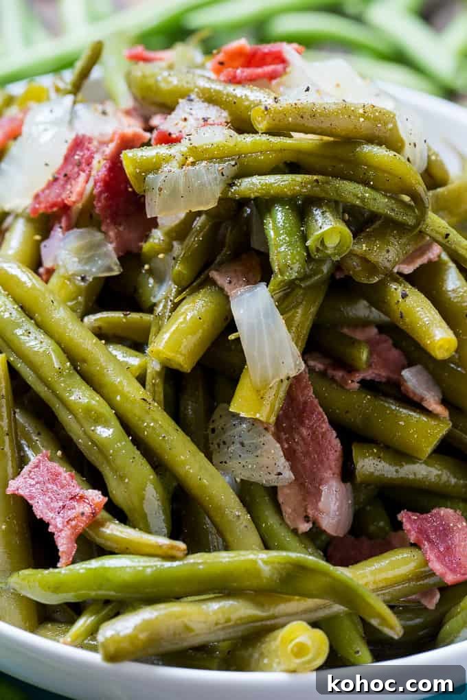 Southern-Style Skinny Green Beans with Garlic and Bacon 4 Skinny Southern Green Beans