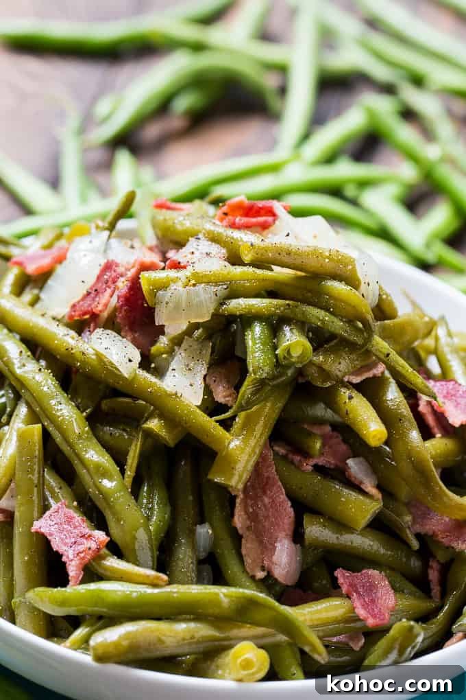 Southern-Style Skinny Green Beans with Garlic and Bacon 5 Skinny Southern Green Beans