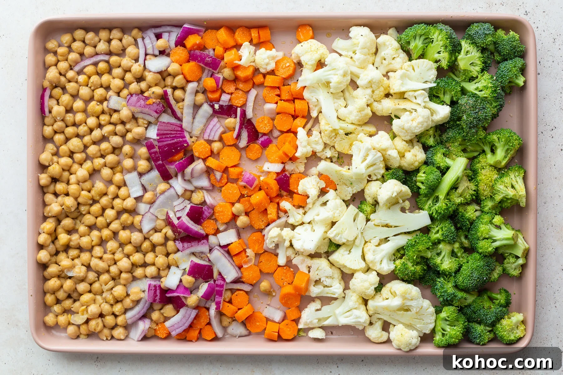 veggies on a tray to be roasted