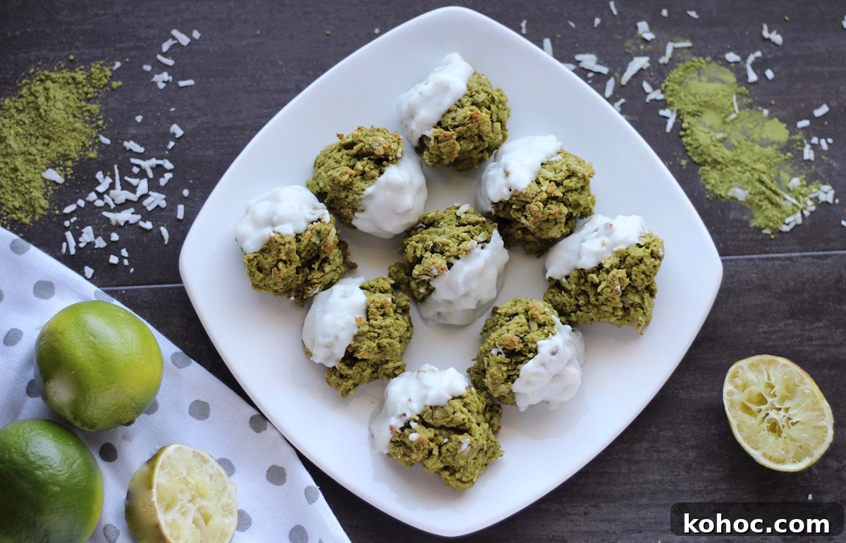 Paleo Matcha Lime Macaroons (AIP) - these egg-free macaroons are soft, chewy and full of matcha green tea and lime flavor! Yum! | fedandfulfilled.com