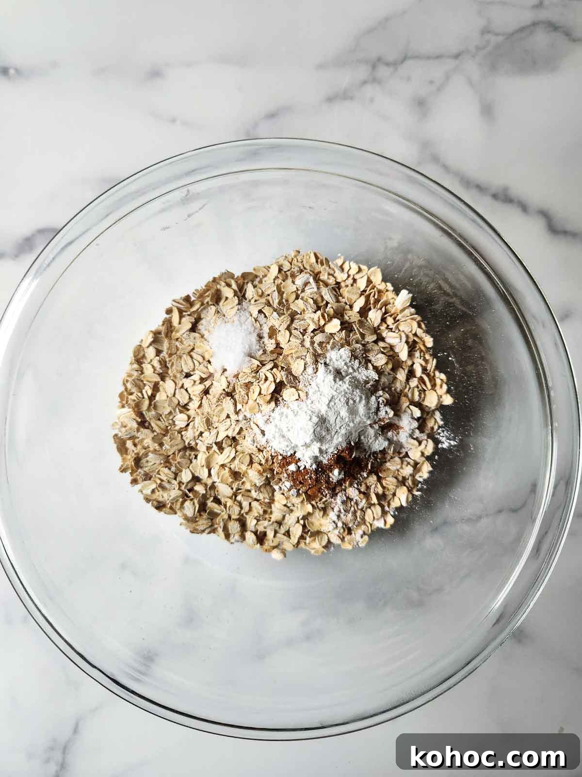 Dry ingredients for pecan pie oatmeal.