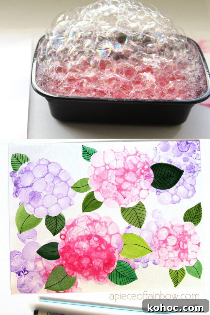 13. Bubble Paint Flower Hydrangeas