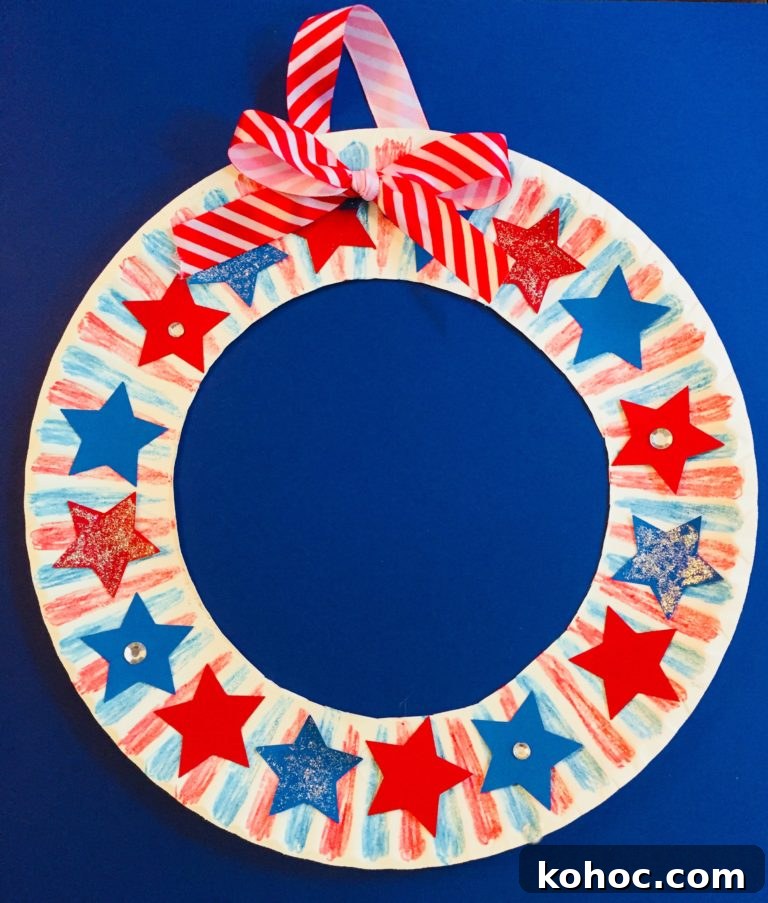 21. Patriotic Start Wreath Paper Plate Craft