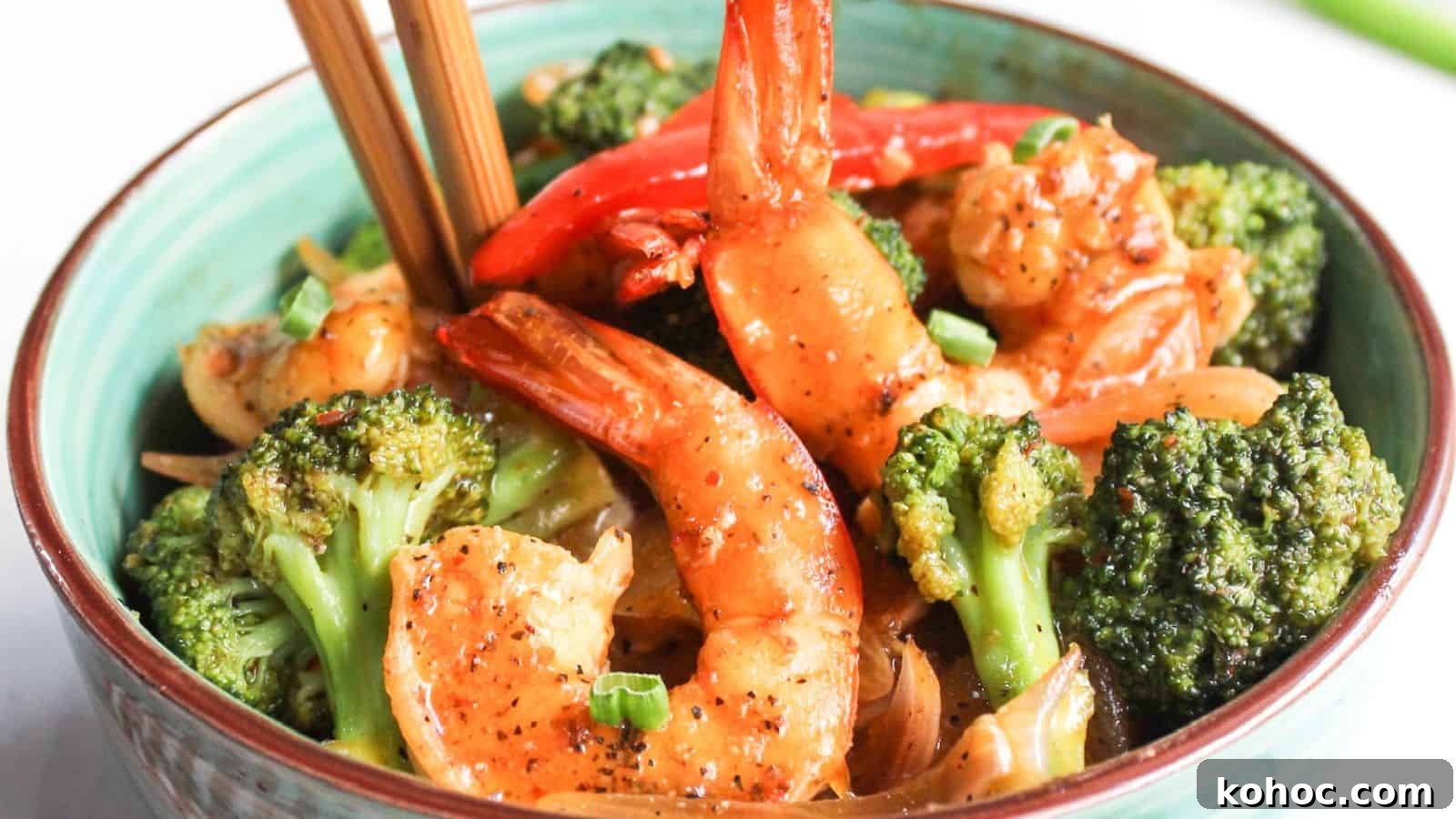 25 Skillet Meals Ready in 30 Minutes or Less 3 Shrimp and broccoli stir-fry in a bowl.