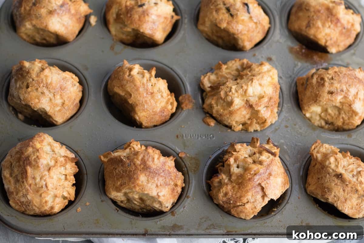 Passover-Friendly Muffins: Simple Recipe for the Seder 6 muffins turned on their side cooling in a muffin tin